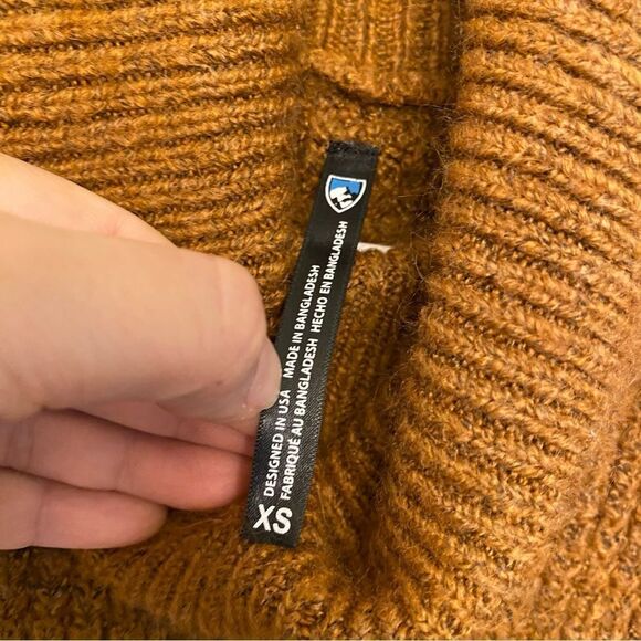Kühl Sienna Sweater Copper orange waffle knit Turtleneck Cowl Oversized cozy XS - Picture 8 of 11